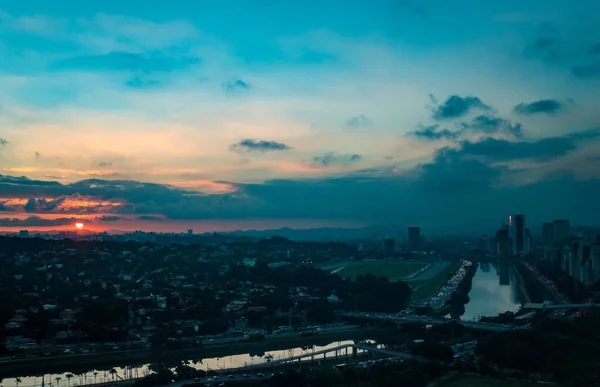 Marginale Pinheiros Straße Bereich Vila Olmpia — Stockfoto