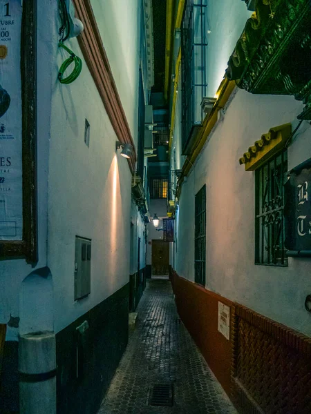 Straten Van Sevilla Nachts Een Regenachtige Dag — Stockfoto