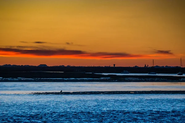 Farbenfroher Sonnenuntergang Strand Von Faro — Stockfoto