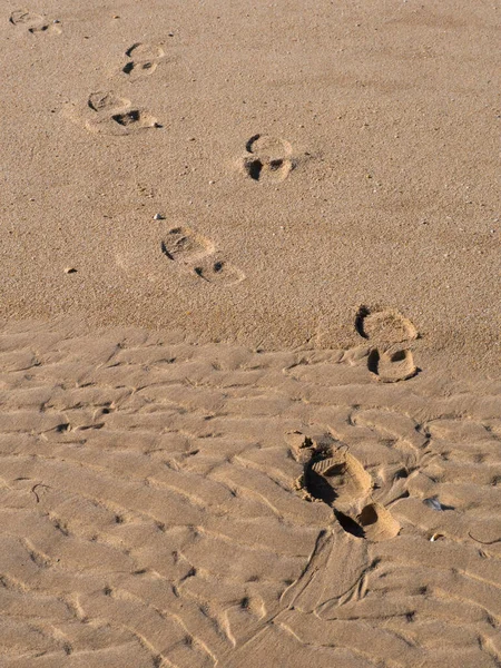 Fußabdrücke Sand Schritte Ufer — Stockfoto