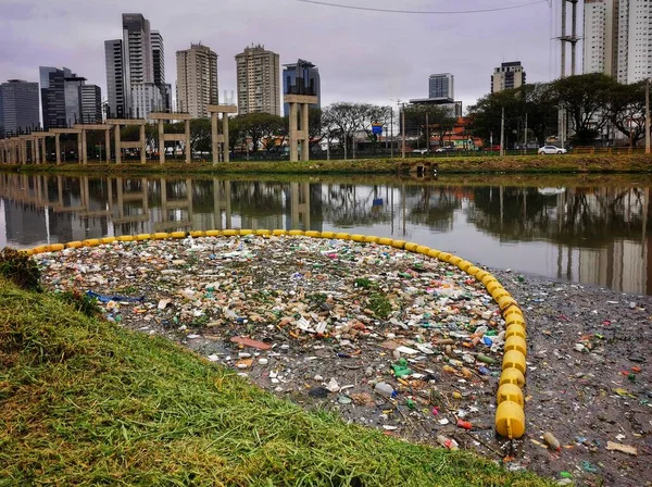 Vista Del Río Pinheiros Contaminado — Foto de Stock