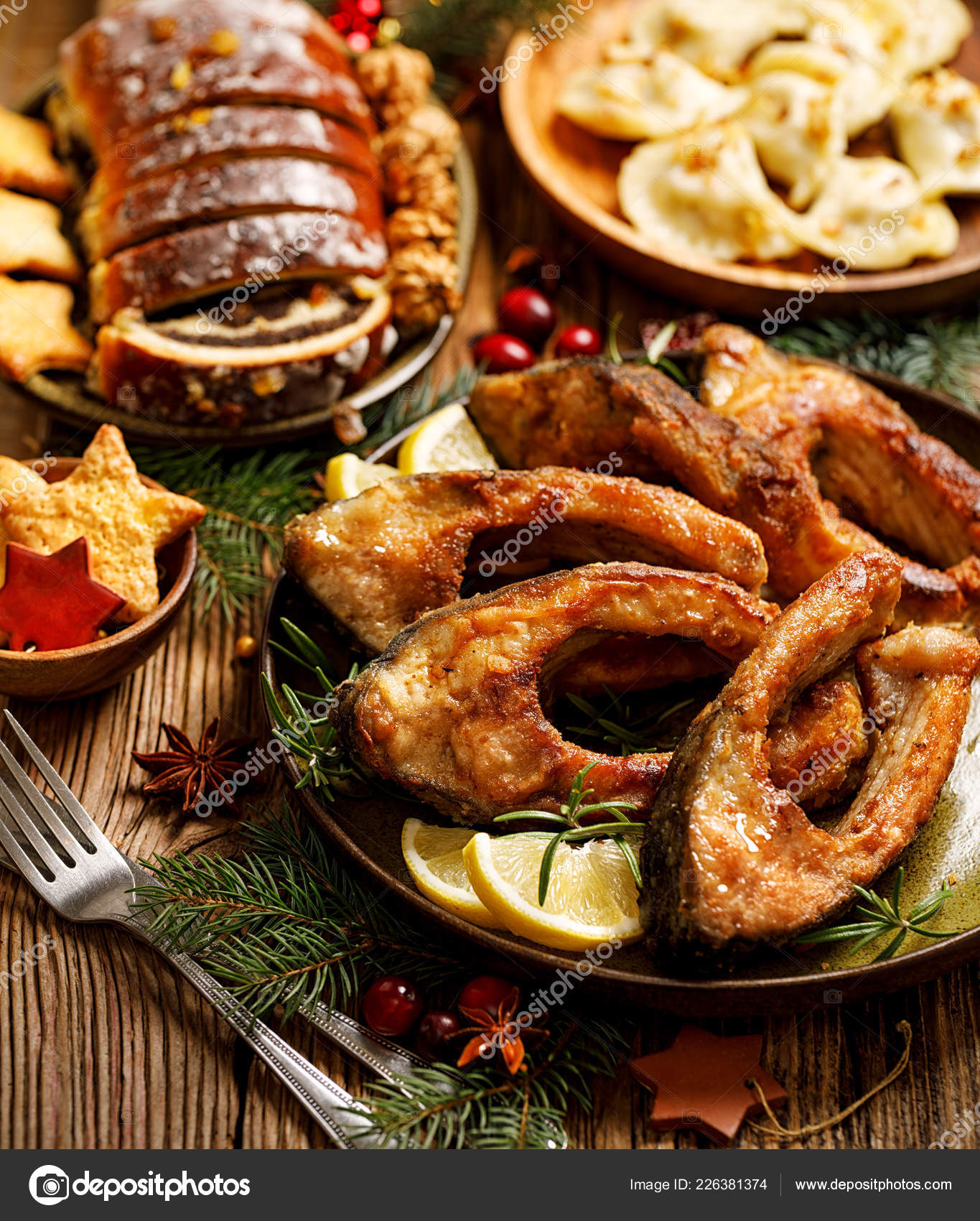 Christmas Carp Fried Carp Fish Slices Ceramic Plate Close Top Royalty Free Photo Stock Image By C Zi3000 226381374