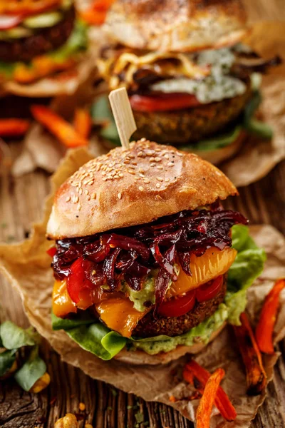 Vegetarische Veganistische Burger Wortel Hamburger Zelfgemaakte Hamburger Met Wortel Kotelet — Stockfoto