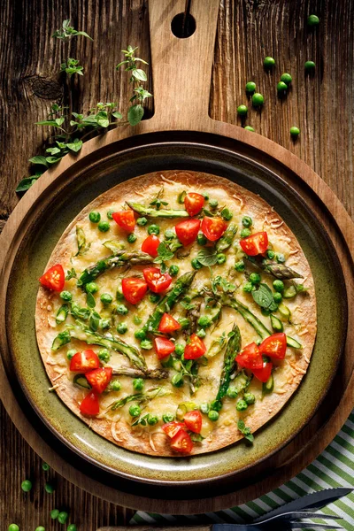 Pizza Vegetariana Con Fagioli Vista Dall Alto — Foto Stock