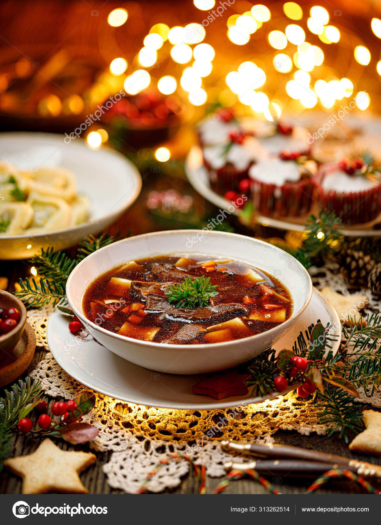 Christmas Mushroom Soup Traditional Vegetarian Mushroom Soup Made Dried Forest Royalty Free Photo Stock Image By C Zi3000 313262514