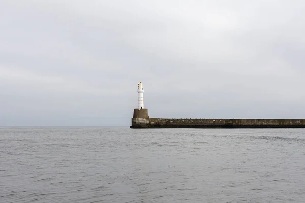 Aberdeen Scotland Março 2016 Farol South Breakwater Aberdeen Harbour — Fotografia de Stock