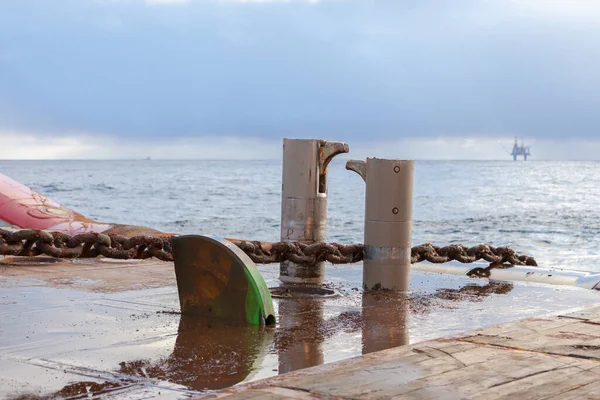 North Sea Noorwegen 2015 Januari Semi Onderdompelbare Boorplatform Aanlegketting Beveiligd — Stockfoto