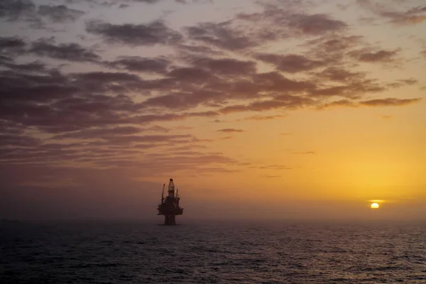 NORTH SEA, NORWAY - 2011 APRIL 09. Oil platform Ringhorn at sunset in the North Sea