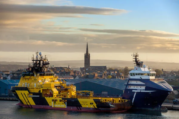 Montrose Scotland 2015 Maio Navios Apoio Offshore Troms Capella Viking — Fotografia de Stock