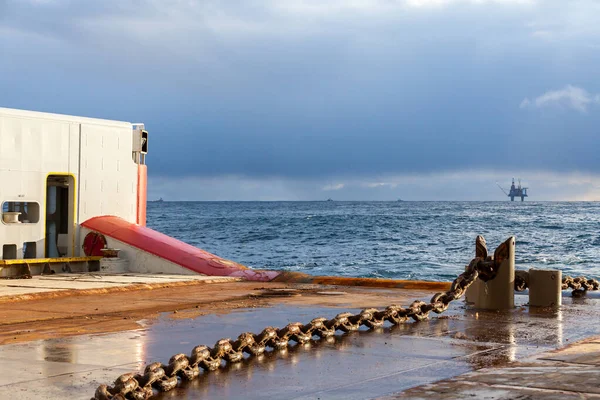Mar Del Norte Noruega 2015 Enero Cadena Amarre Plataforma Perforación — Foto de Stock