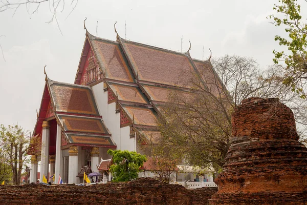 Ayutthaya Thaiföld 2015 Február Hagyományos Thai Templom Wat Ratchaburana — Stock Fotó