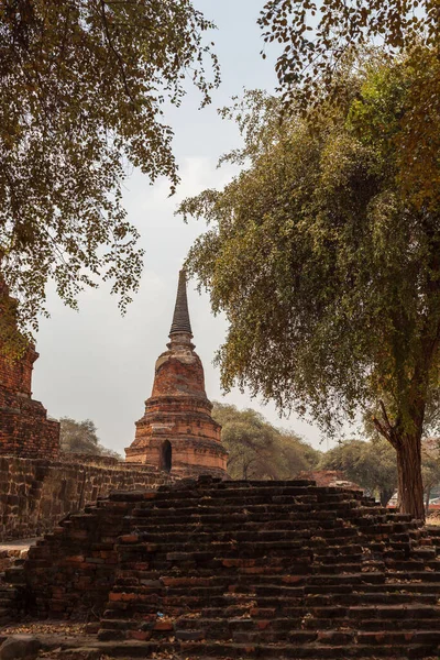 Ayutthaya Thaiföld 2015 Február Stupa Vagy Chedi Ahogy Wat Ratchaburanában — Stock Fotó