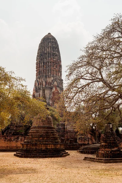 Ayutthaya Thailandia 2015 Febbraio Edificio Prang Wat Ratchaburana Con Alberi — Foto Stock