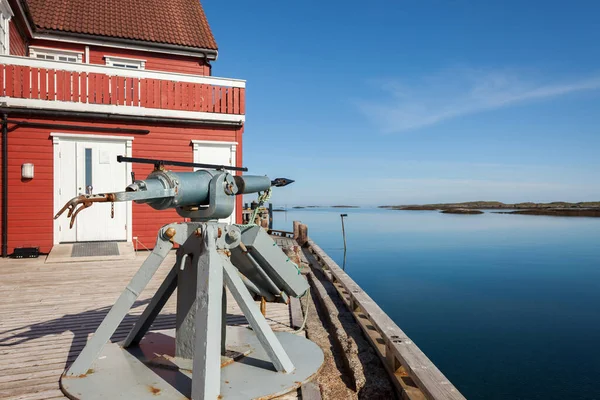 Finnoy Norvège Juin 2014 Vieux Canon Baleine Quai Finnoy — Photo