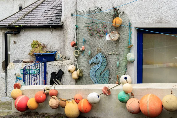 Gardenstown Scotland Outubro 2016 Arte Marítima Parede Casa Fora — Fotografia de Stock