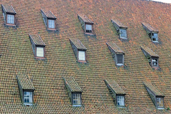 Gdansk Polen 2017 Αυγούστου Παλιά Στέγη Κεραμίδια Κόκκινη Στέγη Και — Φωτογραφία Αρχείου
