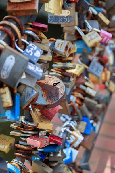 Gdansk Polen 2017 August Närbild Kärlek Lås — Stockfoto