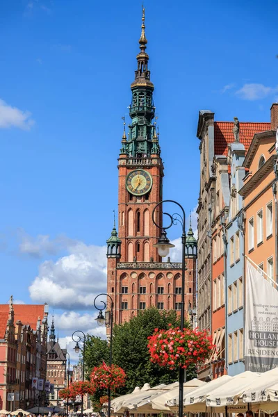Gdansk Polen 2017 Sierpnia Domy Budynek Ratusza Zabytkowej Dzielnicy Starego — Zdjęcie stockowe