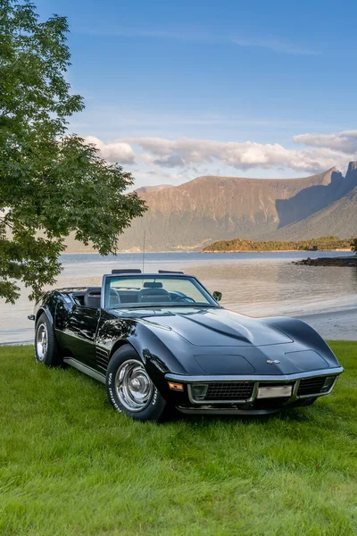 Hareid Noorwegen 2018 August Classic Chevrolet Corvette Links Vooraanzicht Met — Stockfoto