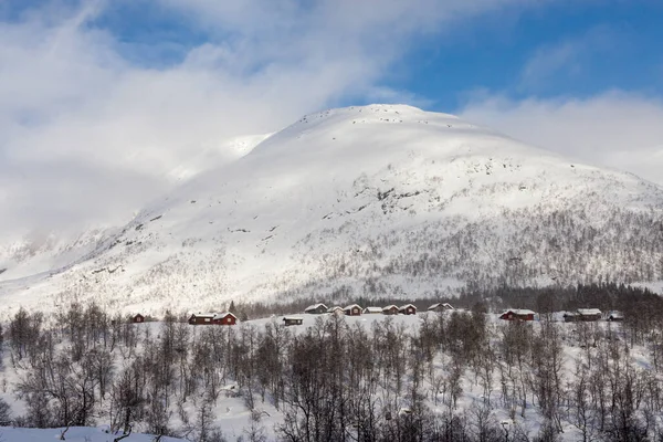 Horningdal Norvégia 2016 Február Sok Kis Hangulatos Norvég Kunyhó Téli — Stock Fotó