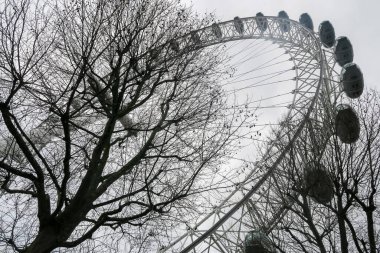 Londra, İngiltere - 25 Ocakta 2016 Ocağında. Londra Gözü yerden görüldü.