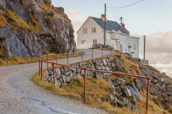 Kraakenes Lighthouse Norvégia 2015 November Kraakenes Világítótoronyhoz Vezető — Stock Fotó
