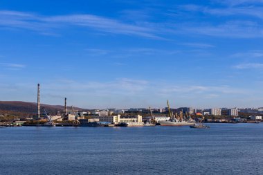 CİNAYET, RUSYA - 19 Eylül 2014. Denizden Murmansk Limanı.