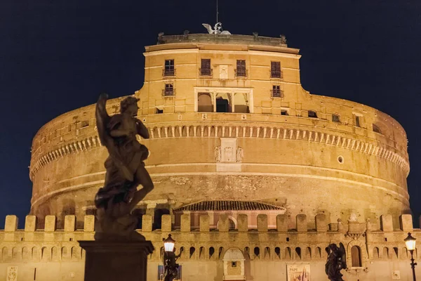 Rome Italie Août 2014 Château Sant Angelo Pont Nuit — Photo