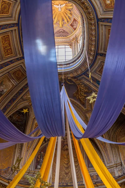 Rome Italy 2014 August Ceiling Roman Church White Yellow Blue — Stock Photo, Image