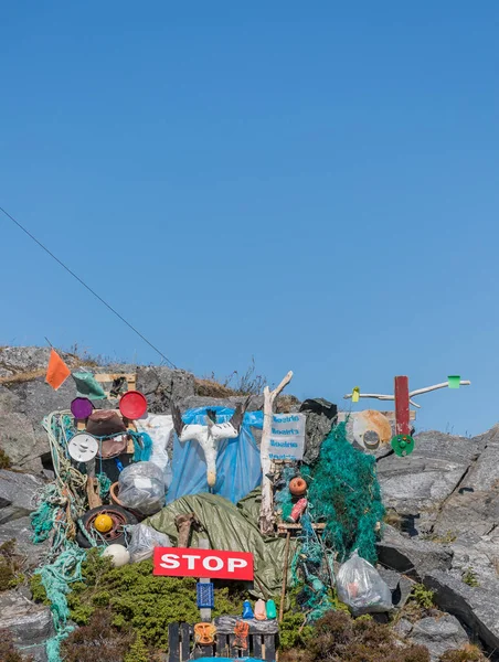 Runde Noruega 2018 Julho Protesto Poluição Plástica Runde — Fotografia de Stock