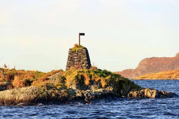 Runde Noruega 2017 Outubro Marca Pedra Navegação Marítima Ilha Noruega — Fotografia de Stock