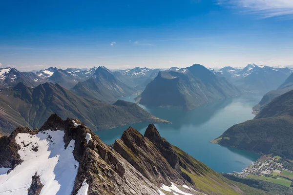 Saeboe Norwegen 2014 Juli Blick Vom Berg Dalegubben Kann Den — Stockfoto