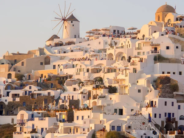 Santorini Grecja 2013 Sierpień Widok Zachód Słońca Oja Santorini — Zdjęcie stockowe