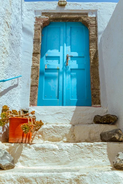 Санторини Греция Август 2013 Года Синяя Дверь Санторини — стоковое фото