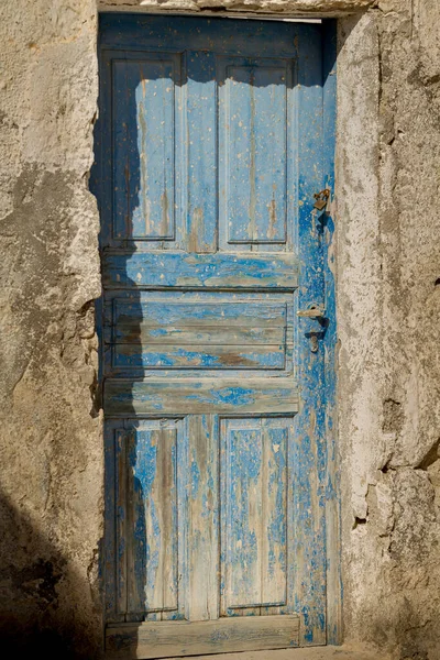Santorini Greece 2013 August Old Blue Charming Door Greece — Stock Photo, Image