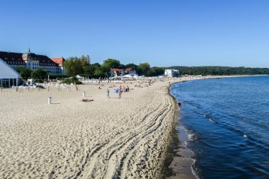 SOPOT, POLEN - 15 Eylül 2016. Sopot 'taki halk plajı