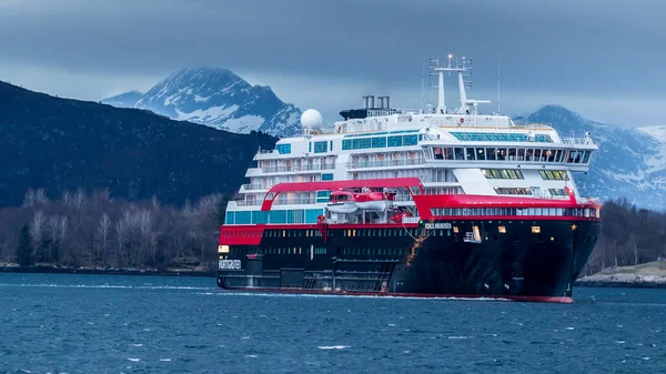Ulsteinvik Norvég 2019 Február Roald Amundsen Hajó Ulsteinvik Belsejében — Stock Fotó