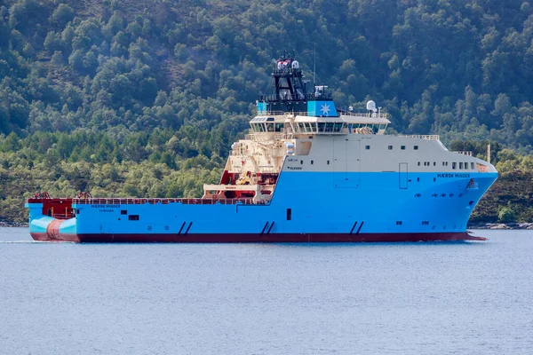 Ulsteinvik Noruega 2018 Junho Novo Navio Offshore Construído Maersk Minder — Fotografia de Stock