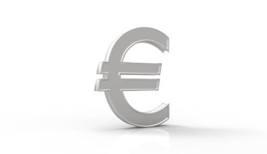 Euro Sembolü - Gümüş renkli 3D illüstrasyon
