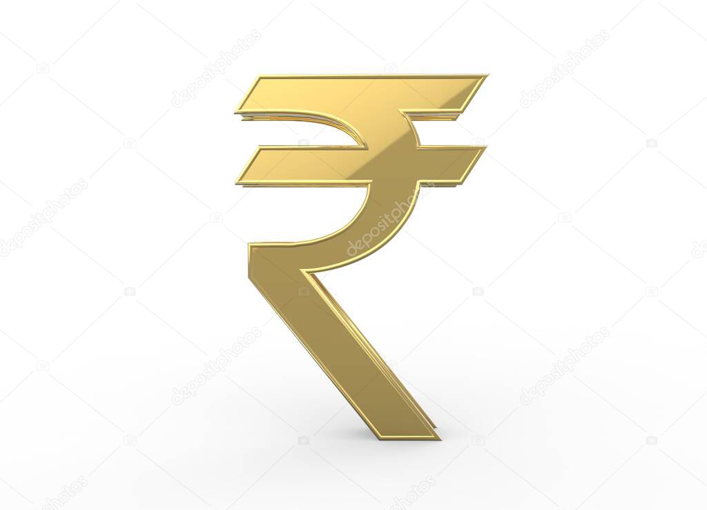 3d rendered Rupee sign in Gold color