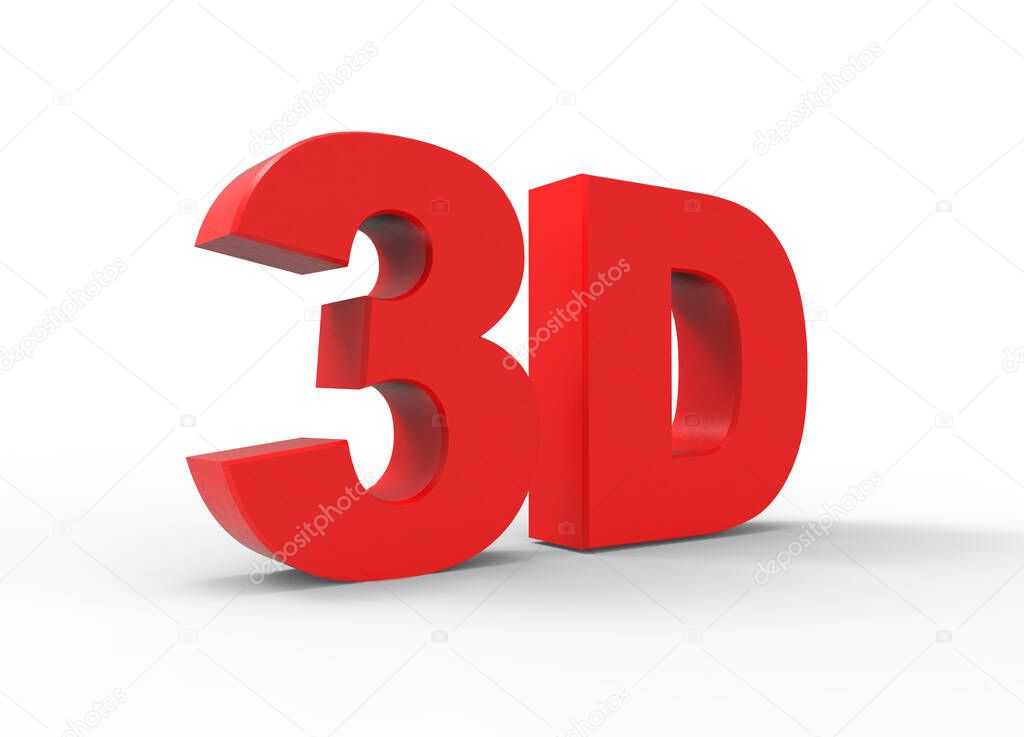 Rendered 3D image icon in red color