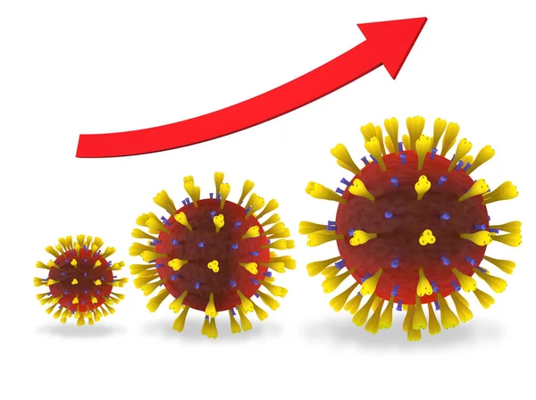 Imagem Renderização Crescimento Infecção Coronavírus Covid — Fotografia de Stock