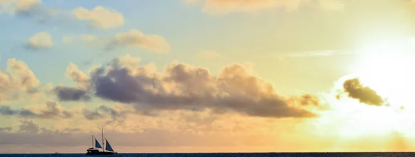 Coucher Soleil Sur Île Seyshells Mer Été Ciel Nuage — Photo