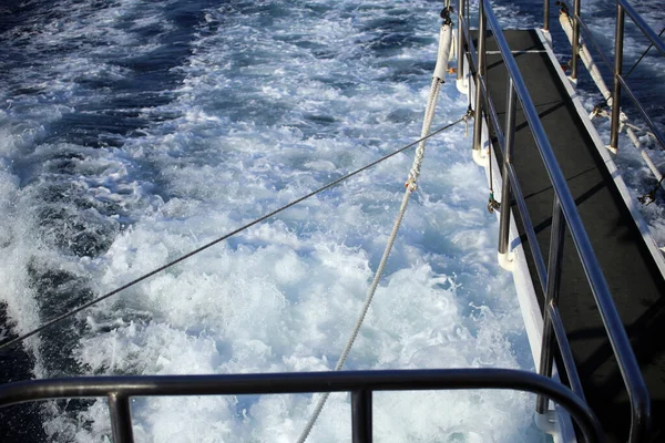 Sea Surface Waves Foam View View Boat — Stock Photo, Image