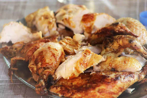 Ayam Rotisserie Arang Panggang Ayam Panggangan Ayam Panggang Atas Pembagi — Stok Foto