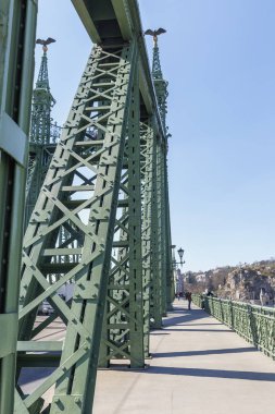 Zincir köprü Budapeşte'Tuna nehrini metal yapılar bir close-up