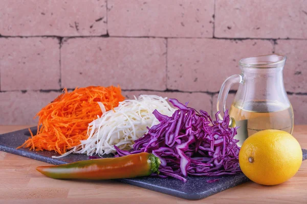 Healthy Food Concept Preparing Vegetables Salad Fermentation — Stock Photo, Image