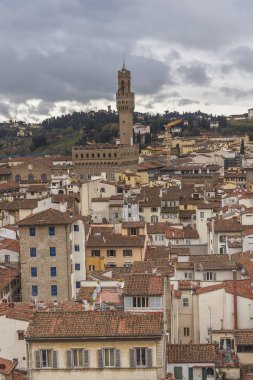 İtalyan şehir Florenc kırmızı kiremitli çatıları üstten görünüm