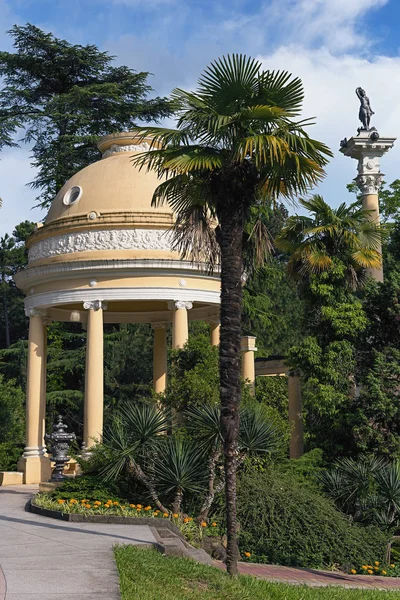 Belo Gazebo Para Relaxar Entre Vegetação Tropical Parque Cidade Sochi — Fotografia de Stock