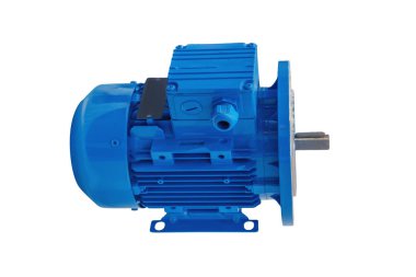 Beyaz arka planda izole modern bir ortak amaçlı elektrikli motor üst görünümü